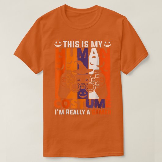 Gamer Pumpkin Jack O Lantern Funny Halloween Video T-shirt (Design voorkant)