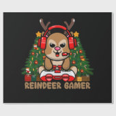 Gamer Reindeer-kerstvideogame Cadeaupapier (Vlak)
