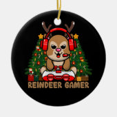 Gamer Reindeer-kerstvideogame Keramisch Ornament (Voorkant)