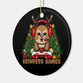 Gamer Reindeer-kerstvideogame Keramisch Ornament (Links)
