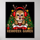 Gamer Reindeer-kerstvideogame Poster (Voorkant)