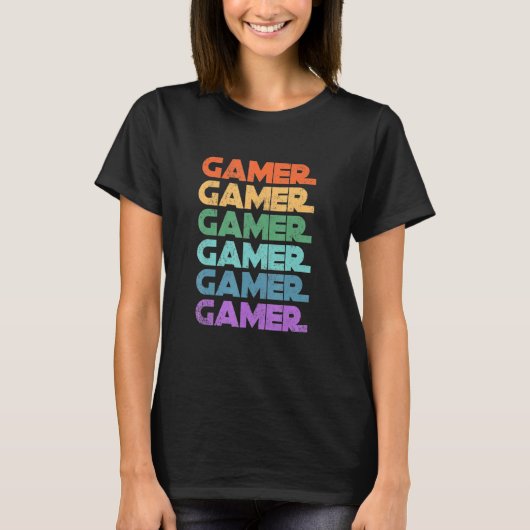 Gamer  Retro 70s Style Video Game Gamin T-shirt (Voorkant)