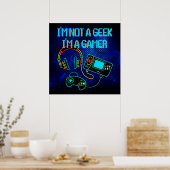 Gamer Retro Neon Blauw Poster (Keuken)