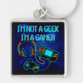 Gamer Retro Neon Blauw Sleutelhanger (Voorkant)