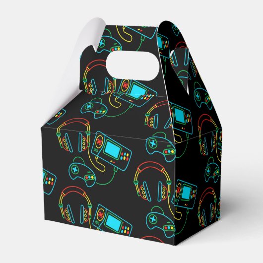 Gamer Retro Neon Gable Bedankdoosjes (Achterkant)