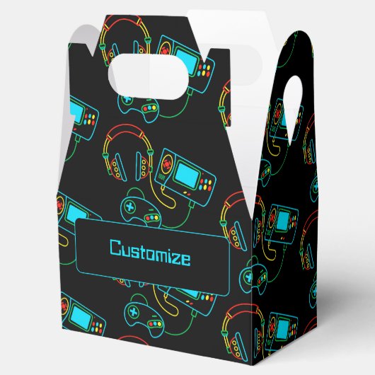 Gamer Retro Neon Gable Bedankdoosjes (Geopend)