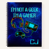 Gamer Retro Neon Monogrammed Notitieboek (Voorkant)