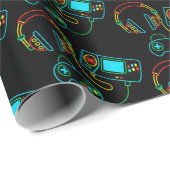 Gamer Retro Neon Patroon Cadeaupapier (Rol Hoek)
