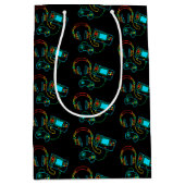 Gamer Retro Neon Patroon Medium Cadeauzakje (Voorkant)