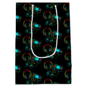 Gamer Retro Neon Patroon Medium Cadeauzakje (Achterkant)