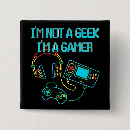 Gamer Retro Neon Vierkante Button 5,1 Cm (Voorkant)