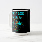 Gamer Retro Neon Zwart Tweekleurige Koffiemok (Voorkant links)