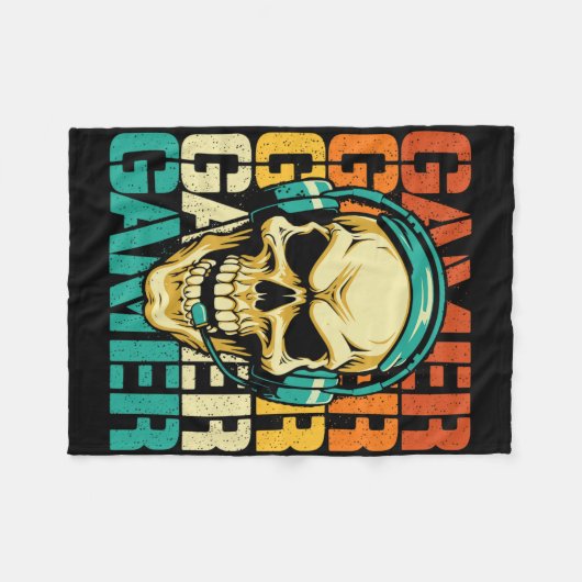 Gamer - Retro Skull Gaming Lover Console Spel Vide Fleece Deken (Voorkant (Horizontaal))