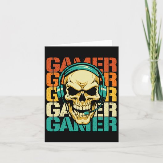 Gamer - Retro Skull Gaming Lover Console Spel Vide Kaart (Voorkant)