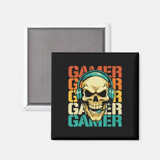 Gamer - Retro Skull Gaming Lover Console Spel Vide Magneet (Voorkant / Achterkant)