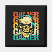 Gamer - Retro Skull Gaming Lover Console Spel Vide Magneet (Voorkant)