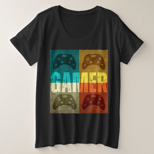 GAMER RETRO VIDEOSPELCONTROLLER GROTE MAAT T-SHIRT (Design voorkant)