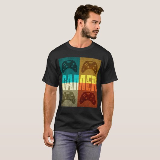 GAMER RETRO VIDEOSPELCONTROLLER T-SHIRT (Voorkant volledig)