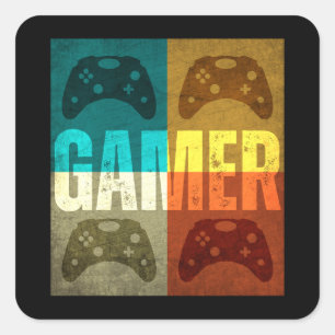 GAMER RETRO VIDEOSPELCONTROLLER  VIERKANTE STICKER