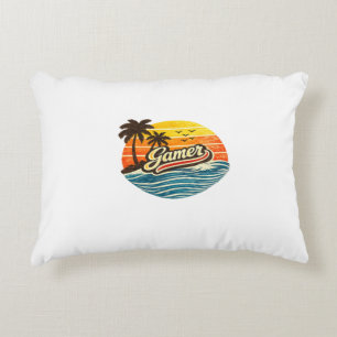 Gamer Retro Zonsondergang Design Accent Kussen