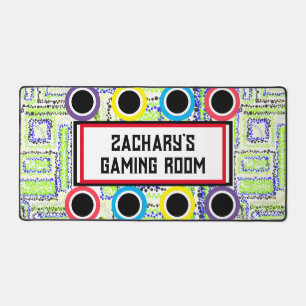 Gamer Room Geometrische Groene Blauwe Cirkels Ster Bureaumat