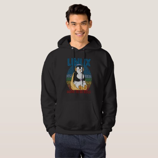 Gamer Root Retro Penguin Linux Nerd Programmer Gee Hoodie (Voorkant volledig)