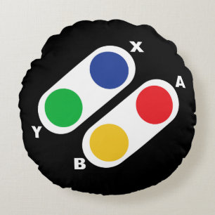 Gamer Round Pillow-videogame-controllerpad Rond Kussen