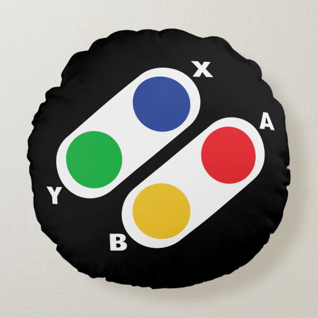 Gamer Round Pillow-videogame-controllerpad Rond Kussen (Voorkant)