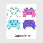 Gamer Roze Paarse Blauwe Cartoon Controller Set Sticker (Vel)
