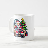 Gamer Santa Pixel Art Retro Kerstmis Koffiemok (Voorkant links)