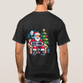 Gamer Santa Retro Pixel Art Kerstmis T-shirt (Achterkant)