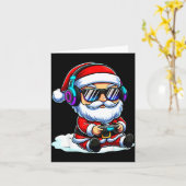 Gamer Santa Video Game Christmas Gaming  Kaart (Gele Bloem)