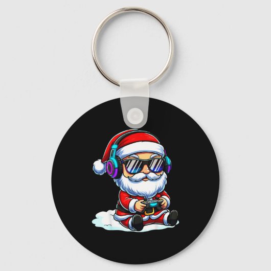 Gamer Santa Video Game Christmas Gaming Sleutelhanger (Voorkant)