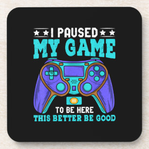 Gamer Shirt Boys Mannen Kinder Tieners pauzeerde m Bier Onderzetter