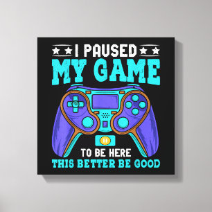 Gamer Shirt Boys Mannen Kinder Tieners pauzeerde m Canvas Afdruk