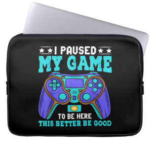 Gamer Shirt Boys Mannen Kinder Tieners pauzeerde m Laptop Sleeve