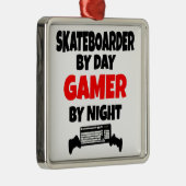 Gamer Skateboarder Metalen Ornament (Rechts)