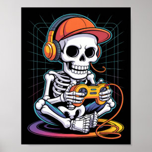 Gamer Skelet Koptelefoon Videogame Liefhebber Hall Poster