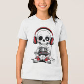 Gamer Skeleton - Grappig Halloween Gaming Tri-Blend Shirt (Voorkant)