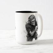 Gamer Skeleton  Tweekleurige Koffiemok (Voorkant rechts)