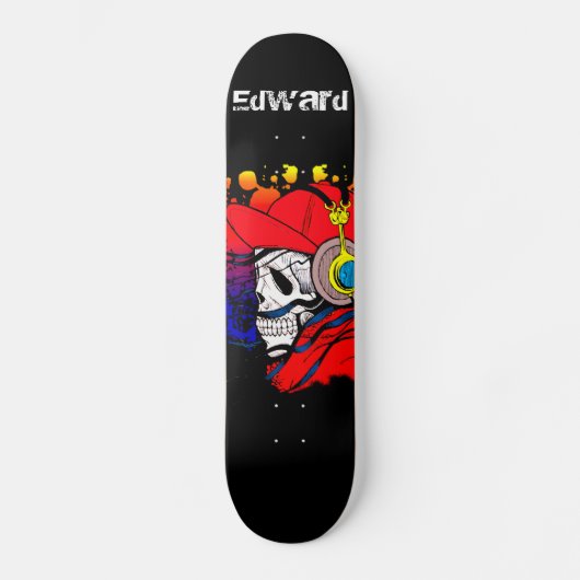 Gamer Skull met hoofdtelefoon Persoonlijk Skateboard (Voorkant)