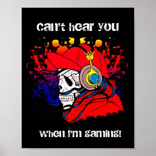 Gamer Skull met hoofdtelefoon Poster (Voorkant)