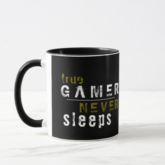 Gamer slaapt nooit Black Gamer Coffee Mok (Links)