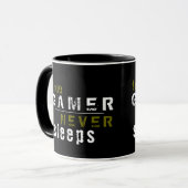 Gamer slaapt nooit Black Gamer Coffee Mok (Voorkant links)