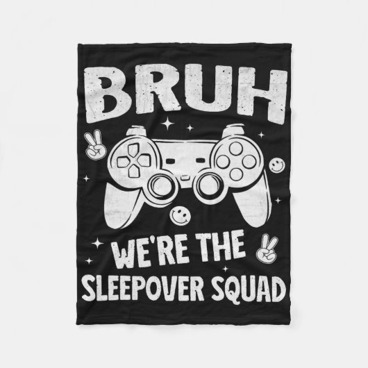 Gamer Sleepover Party For Boys Funny Bruh Slumber Fleece Deken (Voorkant)