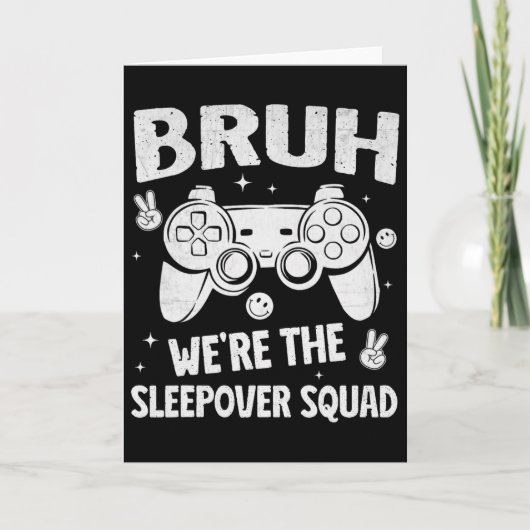 Gamer Sleepover Party For Boys Funny Bruh Slumber  Kaart (Voorkant)