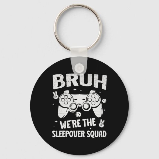 Gamer Sleepover Party For Boys Funny Bruh Slumber  Sleutelhanger (Voorkant)
