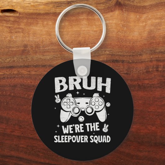 Gamer Sleepover Party For Boys Funny Bruh Slumber  Sleutelhanger (Voorkant)