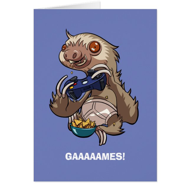 Gamer Sloth Eating Nachos in Underpants Cartoon (Voorkant)
