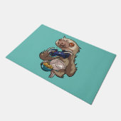 Gamer Sloth Eating Nachos in Underpants Cartoon Deurmat (Schuin)